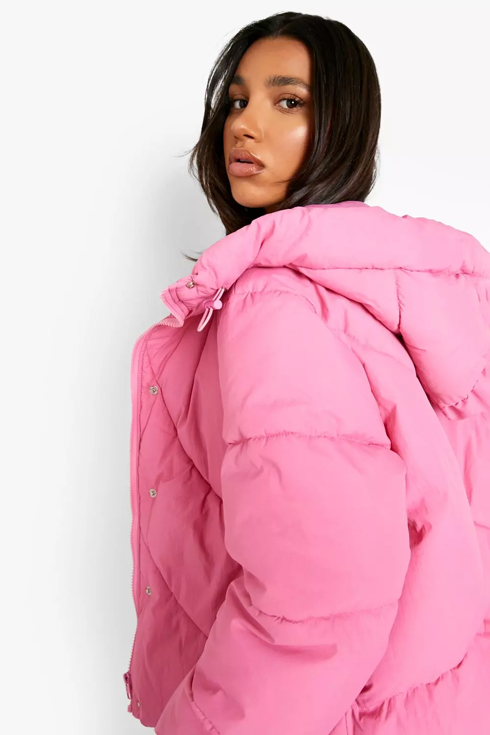 Boohoo pink 2025 puffer jacket